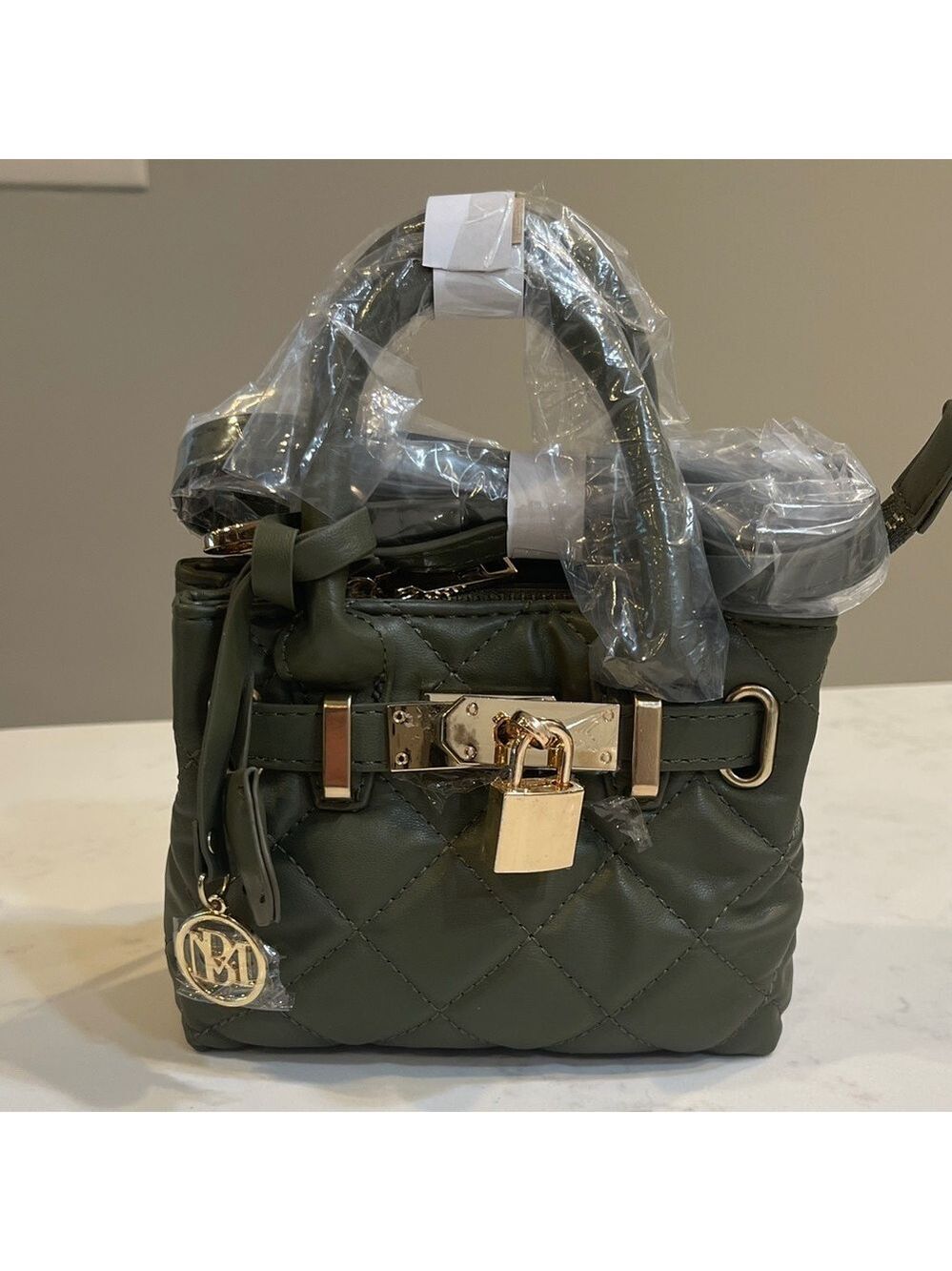 Badgley Mischka Olive Green Quilted Mini Bag